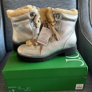 NWT J. Crew New Nordic boots in metallic leather and nubuck 9
